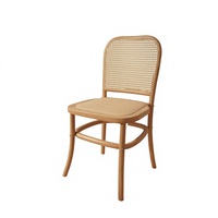 Chaise de salle à manger en rotin et bois massif de style nordique vintage, confortable, rétro, pour la maison, la salle de thé, avec dossier