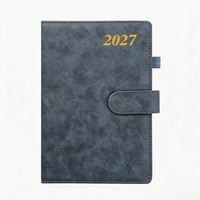 Carnet à couverture souple en cuir A5 vintage 2027 avec rabat et boucle, impression feuille d'or, logo personnalisé, agenda quotidien professionnel, journal