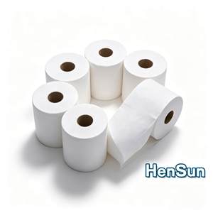 Rouleau de papier toilette jetable naturel en fibre de pâte de bois vierge, marque HENSUN, blanc naturel, logo personnalisé, OEM - Product Image 3