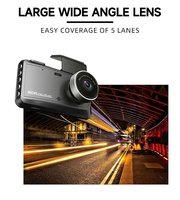 Caméra embarquée double objectif 1080P+480P avec Wi-Fi intégré, enregistreur vidéo à détection de gravité, carte mémoire 128 Go, application mobile et écran IPS HD 4 pouces