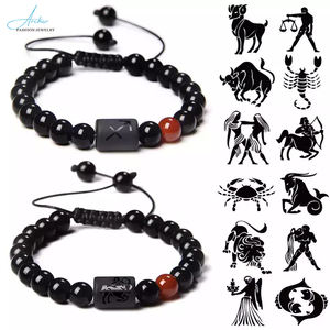 Pulsera Ajustable de Cuerda Trenzada con Cuentas de los 12 Signos del Zodiaco, Chapada en Oro de 18K con Circonita, para Parejas, Aniversario, Hombre y Mujer - Product Image 1