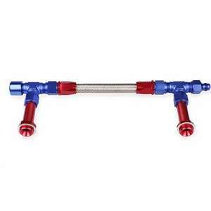 Adaptateur à double entrée pour carburateur 4150, en alliage d'aluminium AN8 rouge bleu pour mise à niveau et rénovation - Product Image 1