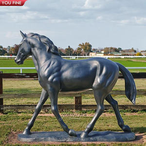 YOUFINEカスタムファームデコレーション鋳造アートワーク大型動物像ブロンズジャンプ轟音馬彫刻 - Product Image 5