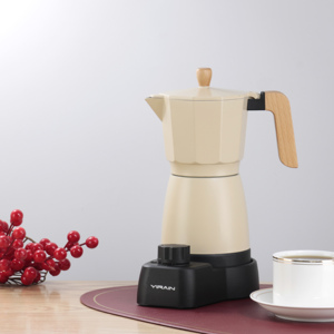 Cafetera eléctrica <span class=keywords><strong>moka</strong></span> de aluminio con temporizador, nueva máquina de café de madera con temporizador, apagado automático, 2023 - Product Image 1