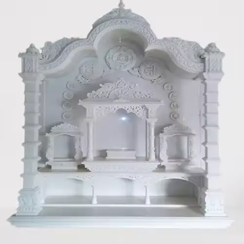 Shengye ukuran besar mandir marmer putih alami ukiran tangan desain kustom kuil India kualitas tinggi laris