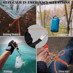 Práctica pulsera de cordón negra para equipo de seguridad y supervivencia al aire libre de 24 cm - Product Image 4