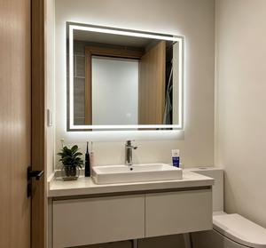 Modern Rectangle LED <b>Bath</b> <b>Mirror</b> Aluminum Alloy Frame Tempered Lenses IP44 Waterproof Touch Control Bathroom Graphic Design - Product Image 1