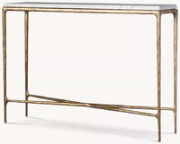 Table console de luxe unique avec plateau en marbre et base en bronze forgé fini à la main, tables consoles, meubles de villa de luxe