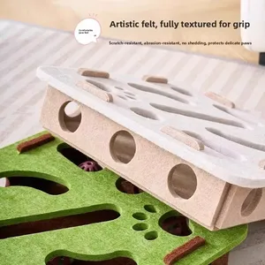 Caja de juguete interactiva de fieltro cuadrada para gatos, laberinto de <span class=keywords><strong>juego</strong></span> de inteligencia con comedero lento para uso en interiores, 3 bolas con cascabel, rascador suave para gatitos - Product Image 3