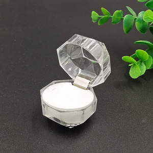 Acrylic Jewelry Storage <b>Box</b> Octagonal Flip Top Transparent Stackable For Rings <b>Earrings</b> Small Capacity 1pc - Product Image 4