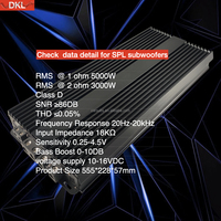 Amplificateur de subwoofer de voiture RMS 5000W Classe D, puissance maximale 1 Ohm, crête 10000W SPL, basses puissantes, amplificateur de voiture monobloc