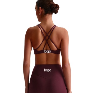 Sujetadores deportivos de yoga con tirantes finos y cuello alto, top acolchado de yoga con tirantes cruzados de alto soporte para mujer - Product Image 2