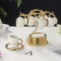Ensemble tasse et assiette à café de style européen, luxe léger et tendance, tasse créative élégante et raffinée, ensemble de tasses à thé et à café pour la maison