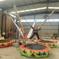 Trampoline rond en caoutchouc extérieur commercial 4-en-1 pour quatre enfants et adultes, construction en acier, parc d'attractions