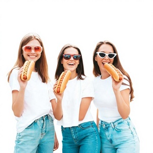 Guirnalda de Papel BA516 con Diseño de Hot Dog, Hamburguesa y Papas Fritas para Cumpleaños, Bandera Colgante de 3 Franjas con Temática de Fiesta - Product Image 1