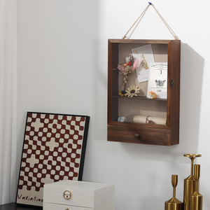 Cornice profonda in legno su misura con ripiani e cassetti rimovibili - Scatola portafoto in legno - Product Image 3