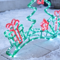 Décoration de Noël N-Concept : Motif Lumineux LED en Acrylique en Forme de Traîneau avec Étoile et Boîte Cadeau pour Jardin Extérieur et Décoration de Fêtes