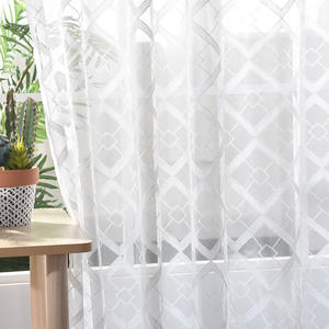 Rideau de séparation en tissu pur, décoration Simple et moderne de style nordique, en treillis, pour <span class=keywords><strong>baie</strong></span> <span class=keywords><strong>vitrée</strong></span>, balcon, fenêtre sauvage, pur - Product Image 4