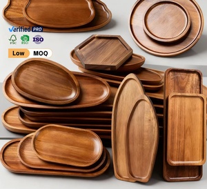 Factory Direct Best Selling Wholesale <strong>Disposable</strong> Acacia Wood Engraving Serving <strong>Platter</strong> for Breakfast Coffee Tea Snack or Party - Product Image 1