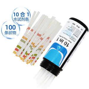 Tiras reactivas para análisis de agua 10 en 1, 100 unidades, multiparámetro, para detección de la calidad del agua potable de piscinas y estanques - Product Image 1