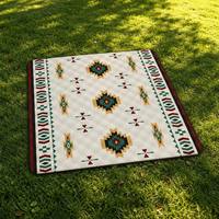 Couverture de pique-nique matelassée à motif géométrique sud-ouest, imperméable, pour camping en plein air, plage, portable, pliable avec poignée de transport