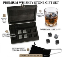 Shunstone Fabricant de pierres de whisky polies naturelles réutilisables en gros coffret cadeau dans une boîte en bois noire