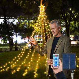 Guirnalda <span class=keywords><strong>de</strong></span> Luces LED <span class=keywords><strong>de</strong></span> Cascada <span class=keywords><strong>de</strong></span> 3.5X6M con 9 Colgantes, Alimentación Solar, Iluminación Exterior para Fiestas, Bodas, <span class=keywords><strong>Navidad</strong></span>, IP66 - Product Image 5