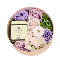 Coffret Cadeau Bougie Parfumée Aromathérapie Rose Éternelle Savon Artisanal à la Cire d'Abeille Boîte de Fleurs pour la Saint-Valentin Demandes en Mariage - Nouveauté