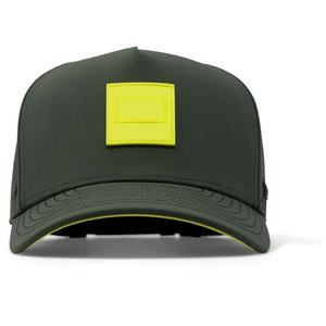 หมวกแก๊ปตาข่ายแบบกำหนดเอง OEM พร้อมโลโก้ 5 แผง ปีกโค้งเล็กน้อย แบบ Snapback ป้ายยางกันน้ำ หมวกกอล์ฟ - Product Image 2