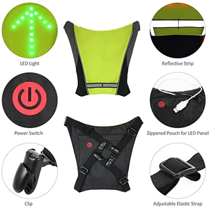 LED clignotant <span class=keywords><strong>gilet</strong></span> vélo dos guidage lumière réfléchissant avertissement <span class=keywords><strong>de</strong></span> sécurité vélo lumière sac à dos avec télécommande - Product Image 6