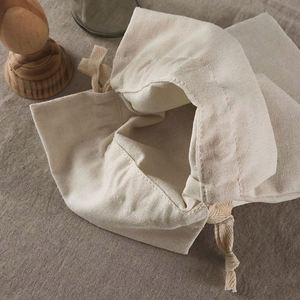 China Wholesale Recycled Cotton Fabric Packaging Bags Custom Logo <b>Drawstring</b> <b>Pouch</b> Small Natural Cotton <b>Drawstring</b> Bag - Product Image 1