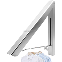Séchoir à linge mural double pliable et rétractable en aluminium pour organisation de buanderie, salle de bain, intérieur et extérieur