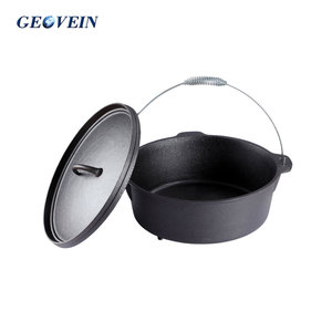 Geovein Promotion Spéciale – <span class=keywords><strong>Cocotte</strong></span> de Camping <span class=keywords><strong>en</strong></span> <span class=keywords><strong>Fonte</strong></span> Pré-Condimentée à 3 Pieds pour Cuisson <span class=keywords><strong>en</strong></span> Extérieur - Product Image 3