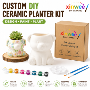 Kit <span class=keywords><strong>de</strong></span> <span class=keywords><strong>pot</strong></span> <span class=keywords><strong>de</strong></span> fleurs en céramique écologique pour adultes, anti-stress, pour plantes succulentes, à peindre soi-même, loisir créatif, artisanat thérapeutique, décoration maison et jardin - Product Image 1