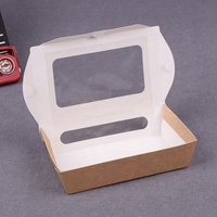 Boîte à lunch rectangulaire jetable en papier kraft extra large avec fenêtres