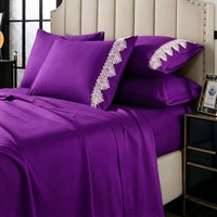 Ensemble de draps de lit 6 pièces en microfibre 100% polyester, texture brossée luxueuse et élégante, dentelle raffinée, pour l'hôtellerie, entretien facile