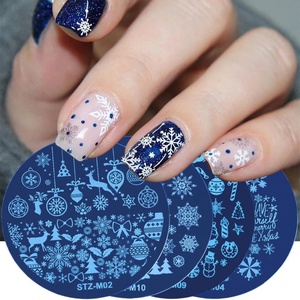 Nueva Placa de Estampado de Uñas con Diseño de Copos de Nieve Navideños, Placa Redonda de Acero Inoxidable para Estampado de Uñas - Product Image 1
