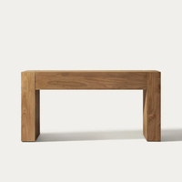Table console en bois massif à pieds massifs, grain naturel, style Wabi Sabi, meuble d'entrée d'impact pour la maison de rêve
