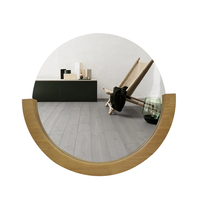 Miroir mural de salle de bain demi-cercle moderne de luxe sur mesure en bois, grand format, pour table ronde, miroir intégral