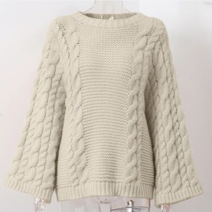 Atacado 2027 Suéter Feminino de Tricô Grosso Cor Sólida, Pulôver Solto de Crochê Casual, Disponível para OEM Personalizado - Product Image 4