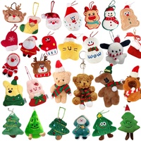 Vente en gros de porte-clés de Noël en peluche pour cadeaux de fête Mignon Noël Père Noël Bonhomme de neige Cerf Ours Peluche Porte-clés Chaîne Ornements de festival