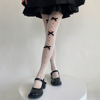 Fille Mignon Rose Filets De Poisson Collants Bas Résille Avec Noeud Papillon