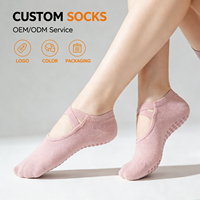 Chaussettes de yoga et de Pilates pour femmes, personnalisées, à volants, mignonnes, roses, avec lettres, antidérapantes, pour l'automne