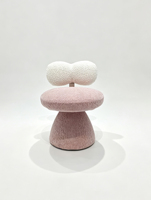 Tabouret de maquillage pivotant en tissu bouclé, dossier papillon, style champignon, moderne et minimaliste
