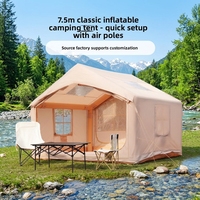 Grande tente de camping gonflable de 7,5 m² avec deux grandes portes, tente pneumatique pour 7 à 10 personnes, tente cabine de luxe, imperméable >3000 mm, 4 saisons, idéale pour les stations balnéaires