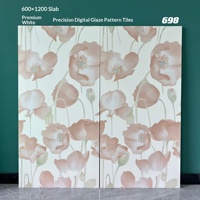 Carreau céramique poli 600x1200, motif floral artistique texture mosaïque personnalisé pour mur de fond entrée salon