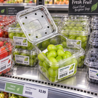 Boîte à bento carrée en PET de haute qualité pour adultes, pliable, pour fruits et légumes, vente en gros