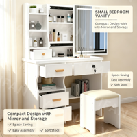 Ensemble de commode de chambre à coucher moderne de style italien, table de maquillage avec miroir réglable, en chêne massif et acier inoxydable, pliable
