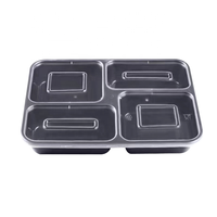 Boîte à bento jetable à 3 compartiments avec micro-ondes et congélateur Boîte à lunch en plastique sans couvercle pour boîte à lunch