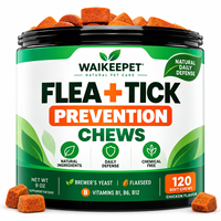 120 comprimés à mâcher pour chiens, défense contre les puces et les tiques, saveur poulet, levure de bière, graines de lin, aide au bien-être et booster d'entretien, 9 oz, soins pour chats